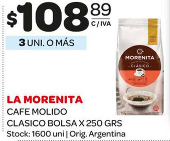Carrefour Maxi La Morenita Cafe Molido Clasico Bolsa x 250grs oferta
