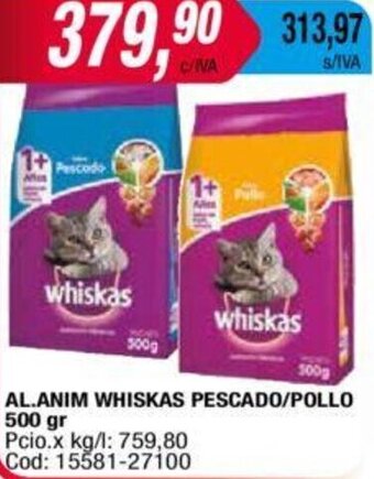 Maxiconsumo Al. Anim Whiskas Pescado/Pollo 500gr oferta