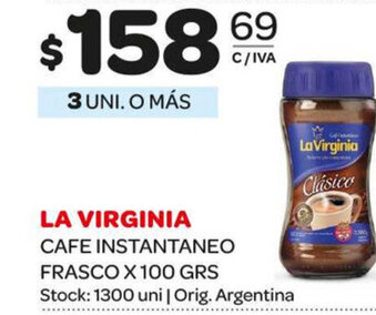Carrefour Maxi La Virginia Cafe Instantaneo Frasco x 100grs oferta