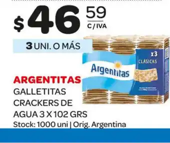 Carrefour Maxi Argentitas Galletitas Crackers De Agua 3 x 102grs oferta