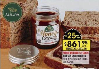 Coto Miel con cacao aleluya oferta