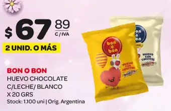 Carrefour Maxi Bon o Bon Huevo Chocolate C/Leche/Blanco x 20grs oferta