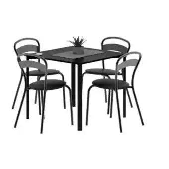 Juego comedor dielfe milano cuadrada negra + 4 sillas ►