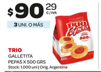 Carrefour Maxi Trio Galletitas Pepas x 500grs oferta