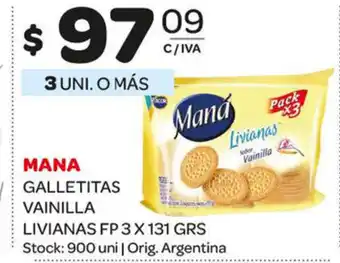 Carrefour Maxi Mana Galletitas Vainilla Livianas FP 3 x 131grs oferta