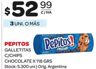 Carrefour Maxi Pepitos Galletitas C/Chips Chocolate X 118grs oferta