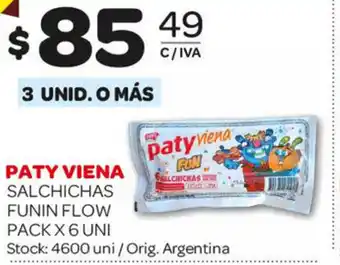 Carrefour Maxi Paty Viena Salchichas Funin Flow Pack x 6 Uni oferta