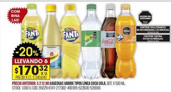 Coto Gaseosas varios tipos línea coca cola oferta