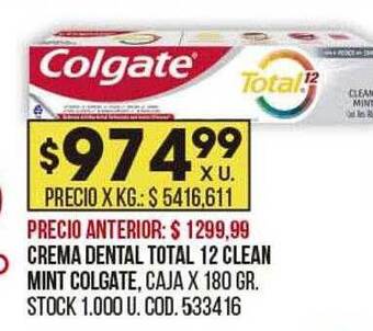 Coto Crema dental total 12 clean mint colgate oferta
