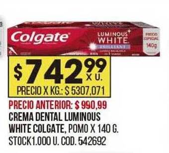 Coto Crema dental luminous white colgate oferta