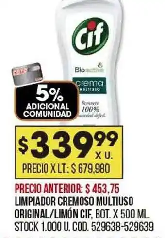 Coto Limpiador cremoso multiuso original o limón cif oferta