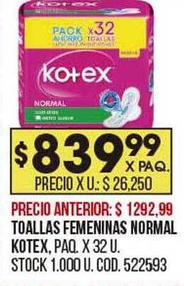 Coto Toallas femeninas normal kotex oferta