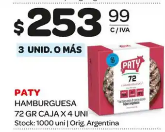 Carrefour Maxi Paty Hamburguesa 72 Gr Caja x 4 Uni oferta