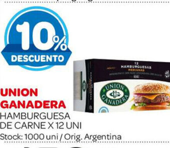 Carrefour Maxi Union Ganadera Hamburguesa De Carne x 12 Uni oferta