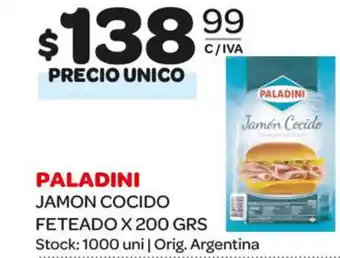 Carrefour Maxi Paladini Jamon Cocido Feteado x 200grs oferta