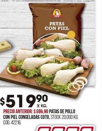 Coto Patas de pollo con piel congeladas coto oferta
