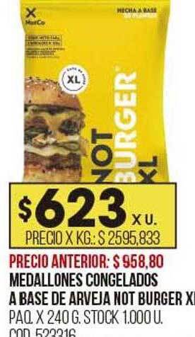 Coto Medallones congelados a base de arveja not burger oferta