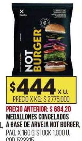 Coto Medallones congelados a base de arveja not burger oferta