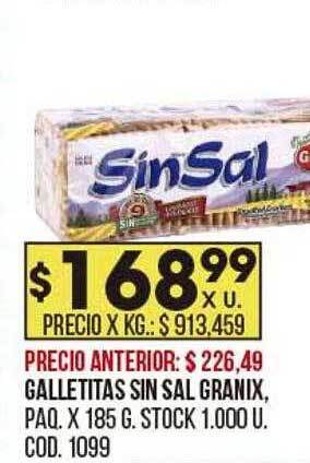 Coto Galletitas sin sal granix oferta