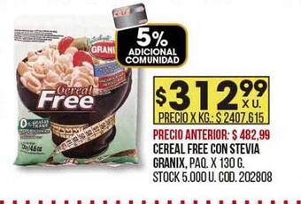 Coto Cereal free con stevia granix oferta
