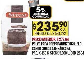 Coto Polvo para preparar bizcochuelo sabor chocolate bárbara oferta