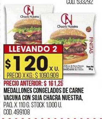 Coto Medallones congelados de carne vacuna con soja chacra nuestra oferta