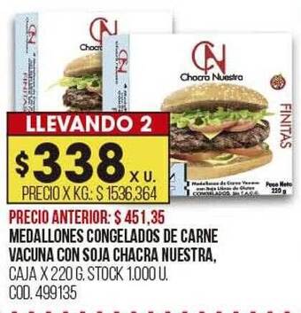 Coto Medallones congelados de carne vacuna con soja chacra nuestra oferta