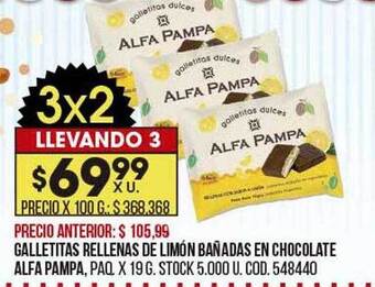 Coto Galletitas rellenas de limón bañadas en chocolate alfa pampa oferta