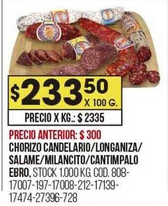 Coto Chorizo candelario longaniza salame milancito cantimpalo ebro oferta