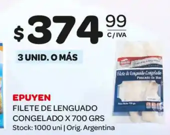 Carrefour Maxi Epuyen Filete De lenguado Congelado x 700grs oferta