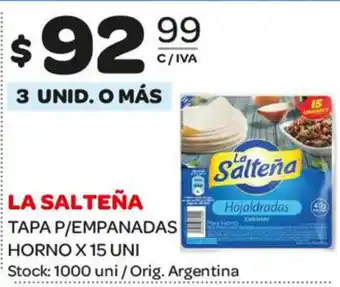 Carrefour Maxi La Salteña Tapa P/Empanadas Horno x 15 Uni oferta