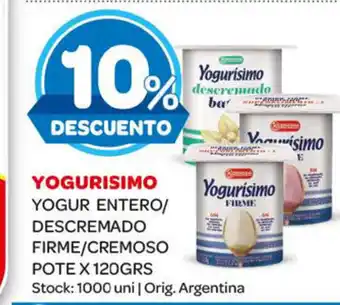 Carrefour Maxi Yogurisimo Yogur Entero/Descremado Firme/Cremoso Pote x 120grs oferta