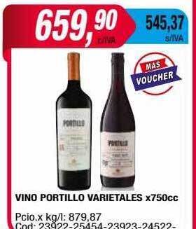 Maxiconsumo Vino portillo varietales oferta