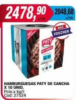 Maxiconsumo Hamburguesas paty de cancha oferta