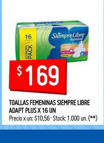 Walmart Siempre Libre Toallas Femeninas Adapt Plus X 16 Un oferta