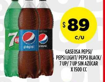 Gaseosa Pepsi- Pepsi Light- Pepsi Black- 7 UP- 7 UP Sin Azúcar X 1500 CC