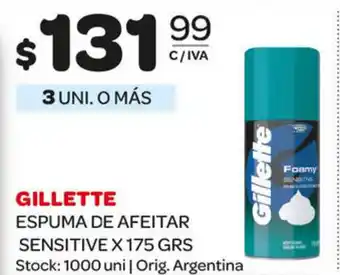 Carrefour Maxi Gillette Espuma De Afeitar Sensitive x 175grs oferta