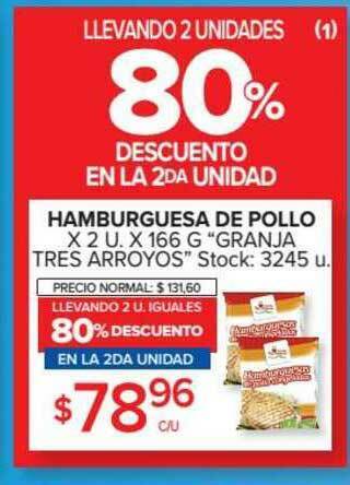 Carrefour Market Hamburguesa De Pollo x 2 U x 166g "Granja Tres Arroyos" oferta