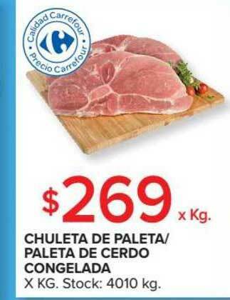 Carrefour Market Chuleta De Paleta- Paleta De Cerdo Congelada x kg oferta