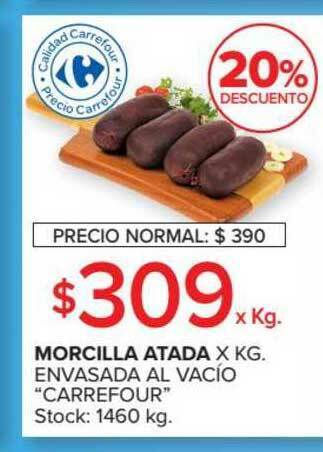Carrefour Market Morcilla Atada Envasada x kg Al Vacío "Carrefour" oferta