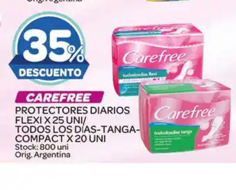 Carrefour Maxi Carefree Protectores Diarios Flexi x 25 Uni/ Todos Los Dias-Tanga Compact x 20 Uni oferta