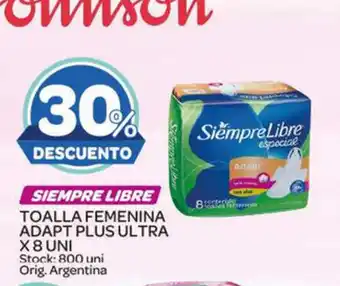 Carrefour Maxi Siempre Libre Toalla Feminina Adapt Plus Ultra x 8 Uni oferta