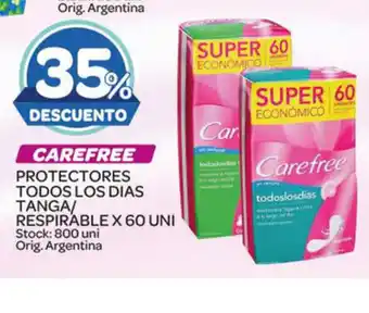 Carrefour Maxi Carefree Protectores Todos Los Dias Tanga/Respirable x 60 Uni oferta