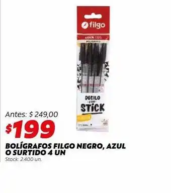 Ferniplast Bolígrafos filgo negro, azul o surtido 4 un oferta