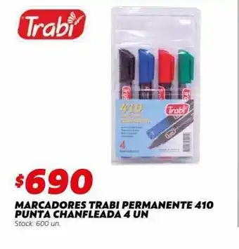 Marcadores trabi permanente 410 punta chanfleada 4 un