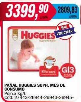Maxiconsumo Pañal huggies supr. mes de consumo oferta