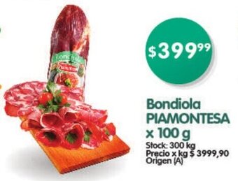 Supermercados Buenos Días Bondiola Piamontesa x 100g oferta