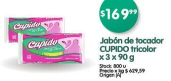 Supermercados Buenos Días Jabón de Tocador Cupido Tricolor 3 x 90g oferta
