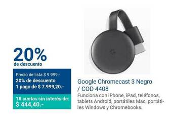 Google Chromecast 3 Negro Cod 4408