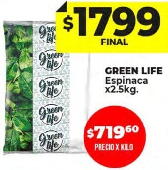 Supermayorista Vital Green Life Espinaca 2,5kg oferta